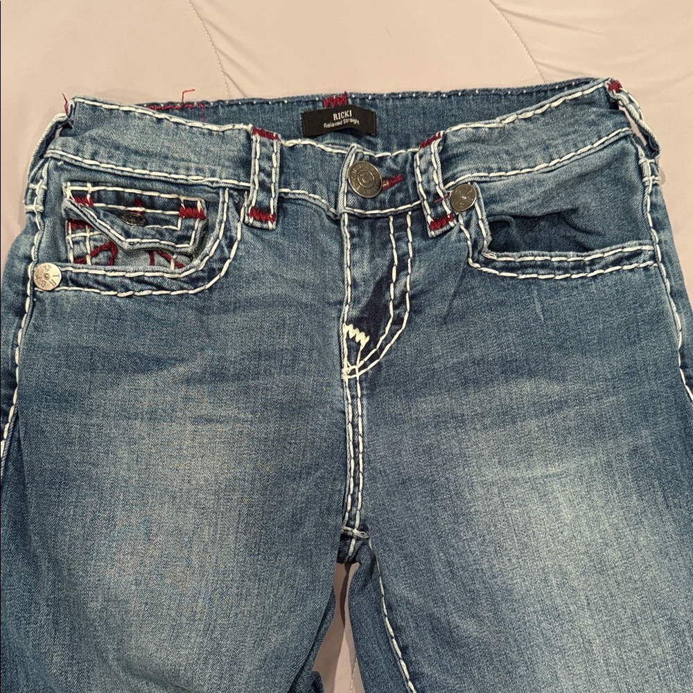 True Religion Women's Classic Blue Straight Leg Jeans